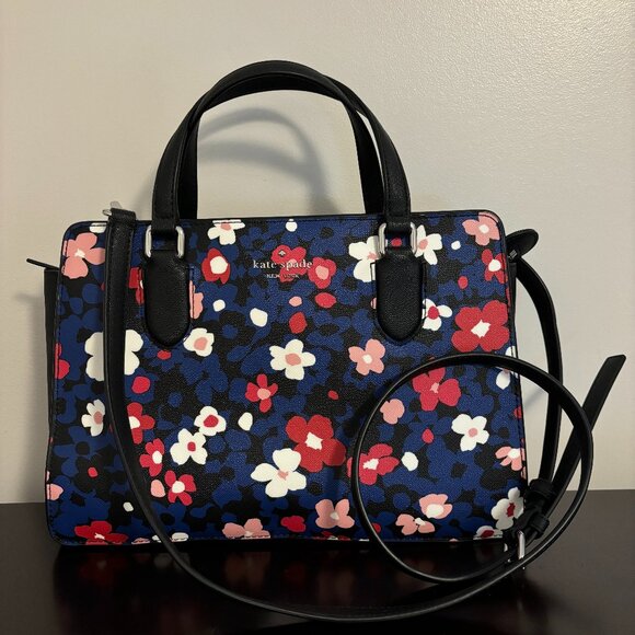kate spade Handbags - Kate Spade Laurel Way Pop Reese Floral and Black Satchel